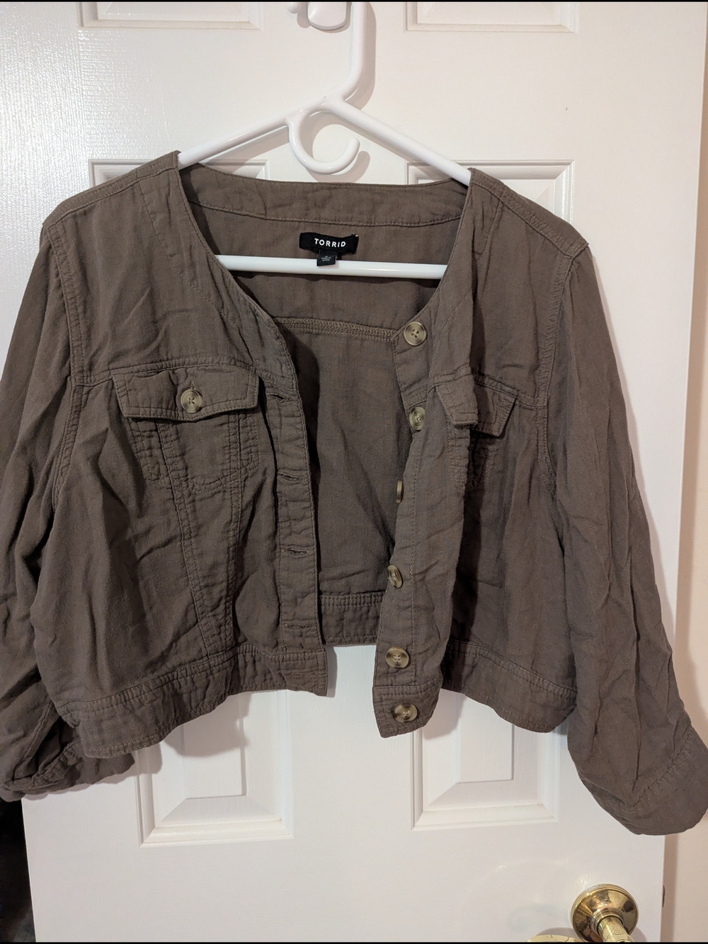 Torrid Women's Olive Cropped Button Jacket